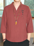 "Hai Na Bai Chuan" Hanzi Embroideried Male Summer Shirt