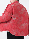 Casual Dragon Embroidered Padded Outerwear for Male