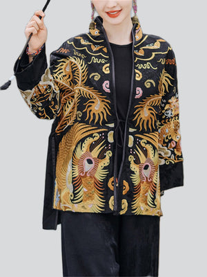 Women's Phoenix Embroidered Lace-Up Ethnic Jacket