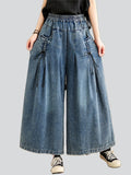 Female Comfortable Large Size Versatile Wide-leg Jeans