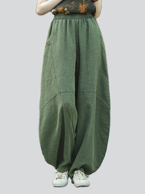 Women's Original Design Zen Style Oversized Ramie Linen Lantern Pants