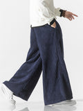 Loose Fit Drawstring Thick Corduroy Pants for Male