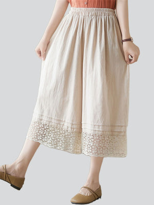 Women's Summer Lace Spliced Wide Leg Pants