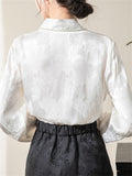 Women's Faux Pearl Waisted Lace-Up Jacquard Shirts