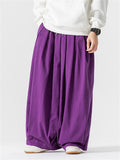 Simple Relaxed Fit Drawstring Wide Leg Pants for Men