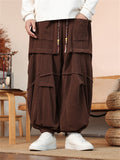 Men's Ethnic Braided Drawstring Baggy Corduroy Pants