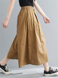 Women's Comfortable Elastic Waist Wide Leg Cropped Pants