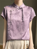 Women's Chinese Style Stand Collar Tassel Button Vintage Shirt