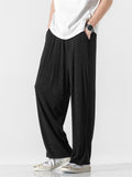 Male Flowy Pleated Solid Elasticated Waist Loose Pants