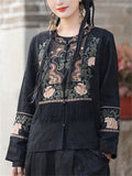 Women's Flower Embroidery Ethnic Style Tassel Shirts