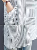 Women's Scoop Neck Short Sleeve Korean Oversized Stripe Shirt