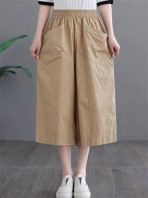 Female Simple Wearable Large Pocket Summer Pants