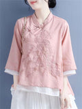 Diagonal Button Women's Spring Summer Improved Hanfu Shirt