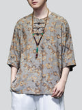 Chinese Style Men's Loose Ice Silk Printed Shirts