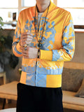 Men's Chinese Dragon Print Slim Fit Baseball Jacket