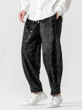 Men's Chinese Style Jacquard Winter Thickened Tapered Pants