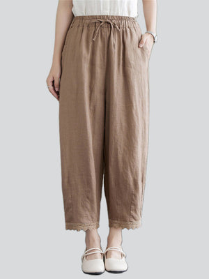 Women's Lace Patchwork Loose Cozy Linen Pants