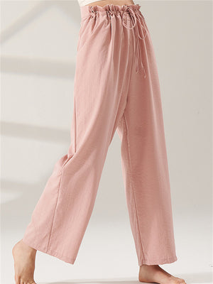 Simple High Waist Straight-Leg Casual Pants for Women