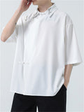 Bamboo Leaf Pattern Trendy Irregular Shirt for Men