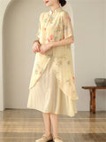 Women's Elegant Flower Printed Flowy Cheongsam Dress