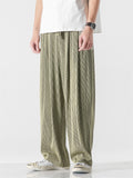 Male Flowy Pleated Solid Elasticated Waist Loose Pants