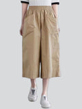 Summer Leisure Solid Color Wide Leg Cropped Pants for Women