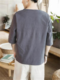 Male Auspicious Cloud Embroidered Button Trim Vintage Shirt