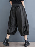 Irregular Pleated Casual Cropped Lantern Jeans for Women