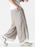 Men's Chinese Style Flowy Double Layer Mesh Cotton Pants