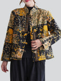 Ethnic Style Plush Liner Stand Collar Retro Print Jacket