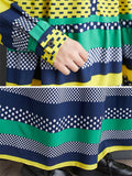 Mini Polka Dot Multicolor Stripes Female Casual Dress