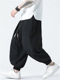 Men's Braided Drawstring Cotton Linen Baggy Harem Pants