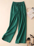 Women's High-rise Solid Color Cozy Relaxed Linen Pants