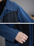 Women's Stylish Patchwork Lapel Single-Breasted Blue Denim Jacket