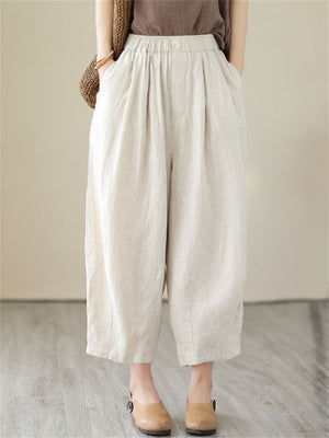 Plain Linen Extra Loose Pants for Women