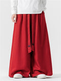 Men's Ultra Loose Wide Leg Pants with Flame Pattern Strap