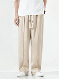 Men's Soft Ice Silk Drawstring Waist Loose Casual Pants