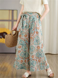 Women's Bohemian Print Waist Strap Super Loose Wide Leg Pants