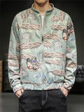 Men's Loong Crane Tiger Embroidered Faux Suede Jackets