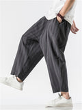 Men's Contrast Color Striped Fashion Cotton Linen Pants