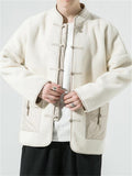 Male Patchwork Artificial Lamb Wool Tang Suit Coat