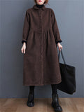 Women's Stylish Corduroy Long Coat for Winter