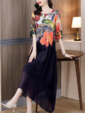 Elegant Ladies Summer Floral Print Flowy Tulle Dress