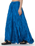 Solid Color Crinkled Maxi Skirts for Ladies