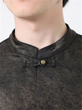 Men's Vintage Jacquard Stand-up Collar Shirt