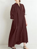 Women's Casual Single-Breasted Pleated Oversized Shirt Dress