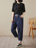 Summer Thin Female Large Size Drawstring Jeans