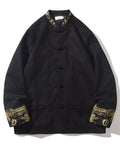 Men's Oriental Dragon Embroidery Knot Button Jackets