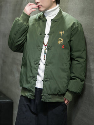 Men's Stylish Embroidery Chinese Style Cotton Padded Coats