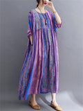 Women's Cotton Linen Ethnic Style Printed Dresses